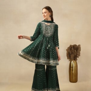 Dark Green Cotton Suit Set By Pehnawnii